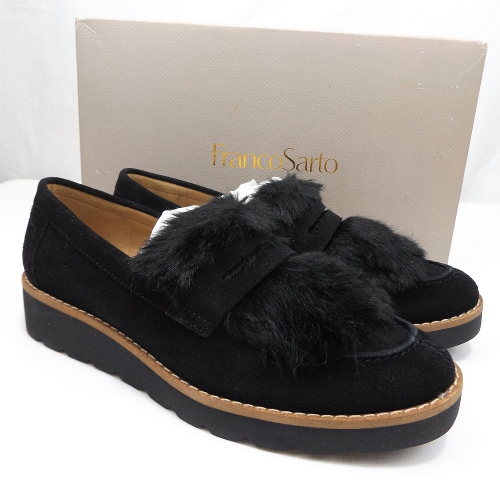Franco Sarto Harriet Suede Loafers - Black 5M
